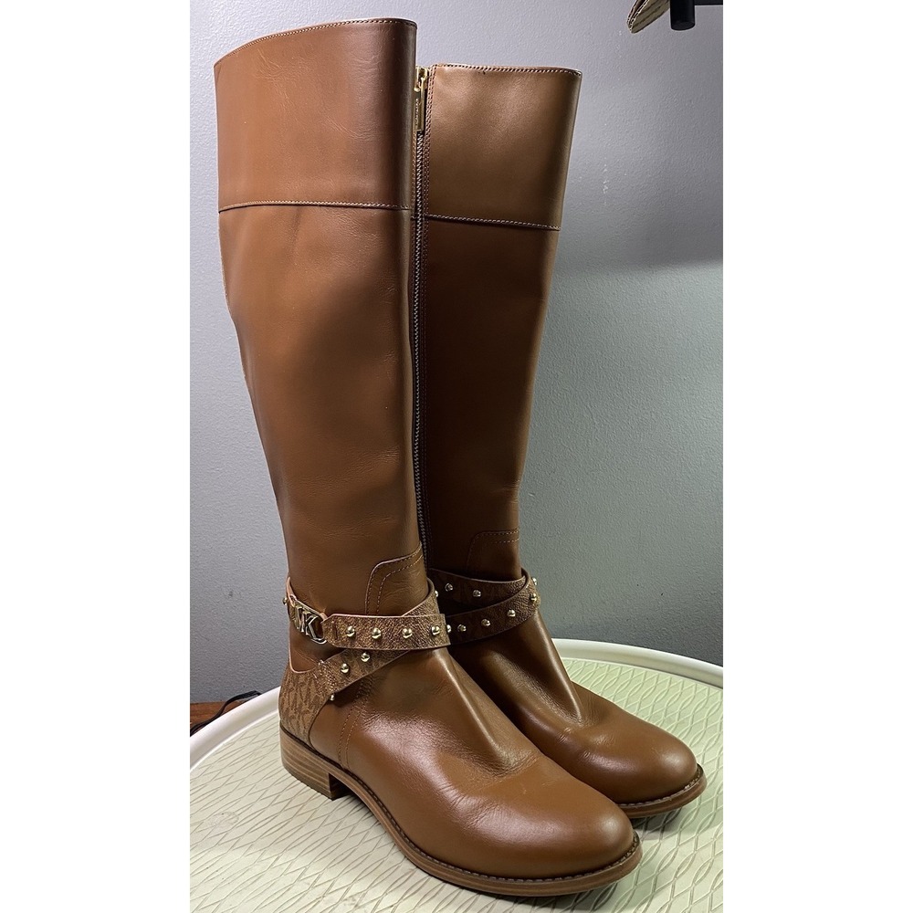 MICHAEL KORS Women's Leather Kincaid Brown Tall Riding Boot Sz. 7 M EUC $225MSP
